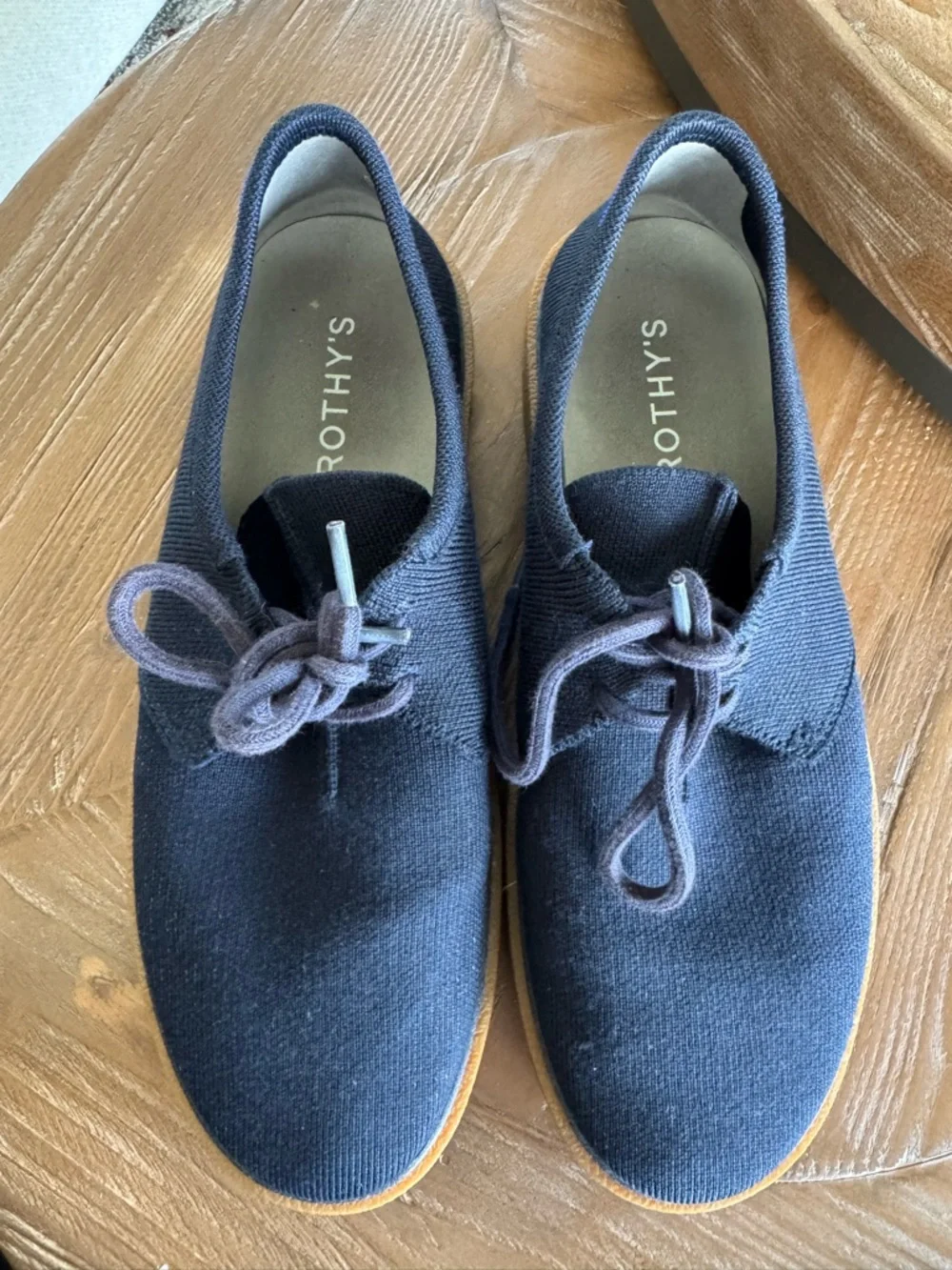 Rothy’s Men's Casual Navy Knit Lace-Up Shoes with Gum Sole Sz 11.5